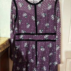 Elegant Purple Floral Lace Dress